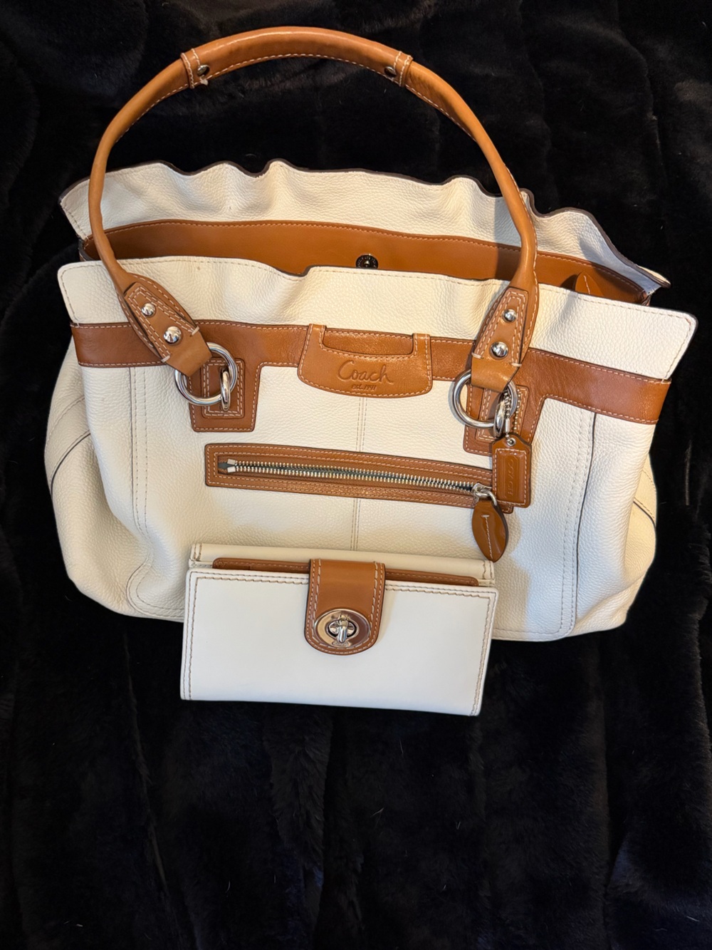 Coach Signature Legacy Leather Satchel (Style No. F14682) with Matching Wallet